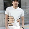 Manga curta engraçado 3D camiseta com os homens do Big Mão impresso (100% algodão)